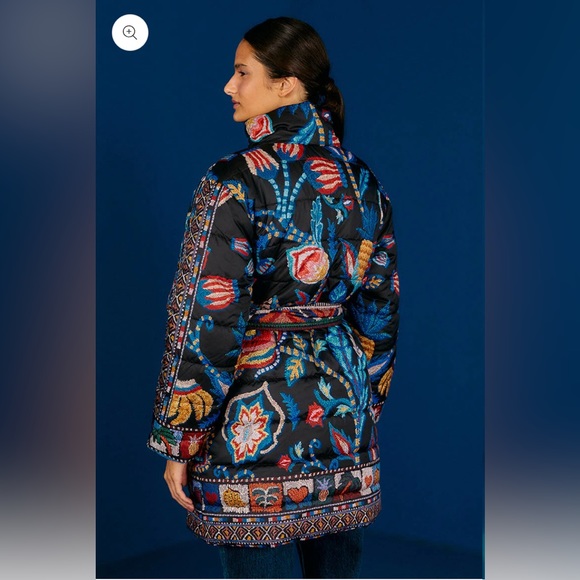 Farm Rio Tapestry reversible Puffer Jacket Kimono - Picture 3 of 3